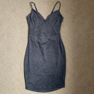 Meek Faux Suede Dress with Open Back